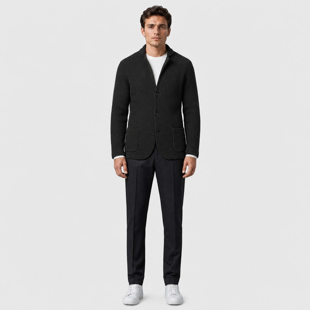 Men’s Knitted Wool Blazer Black full length