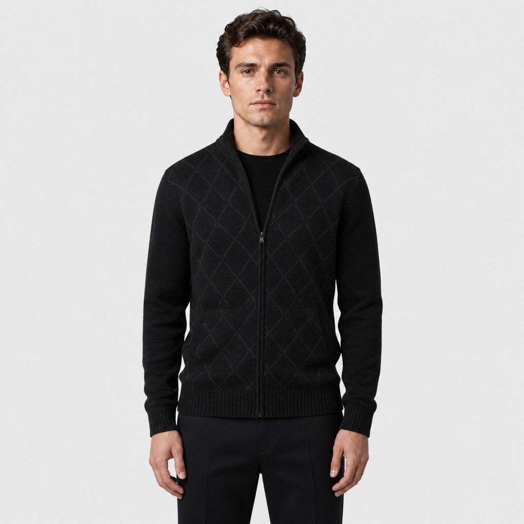 Men’s Knitted Zip-Up Jacket Black