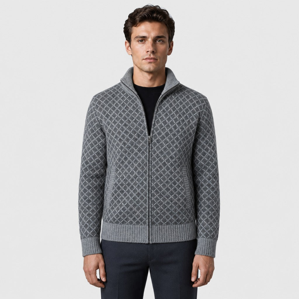 Men’s Knitted Zip-Up Jacket Grey