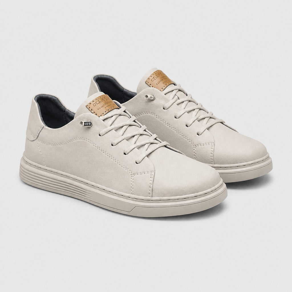 Men’s Leather Lace-Up Trainers White
