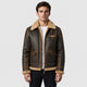 Men’s Leather Look Aviator Jacket with Shearling Collar Brown front