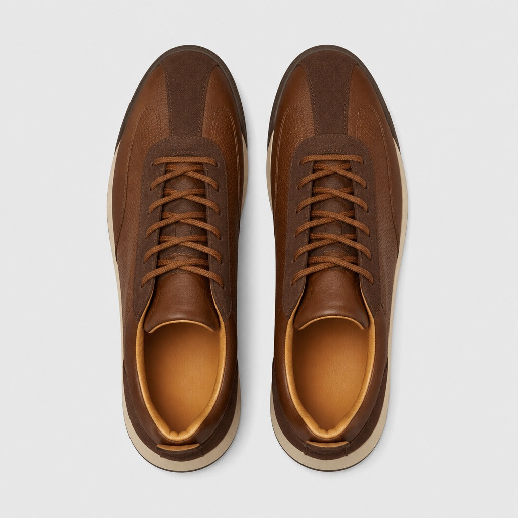 Men’s Leather Low-Top Trainers Brown top view