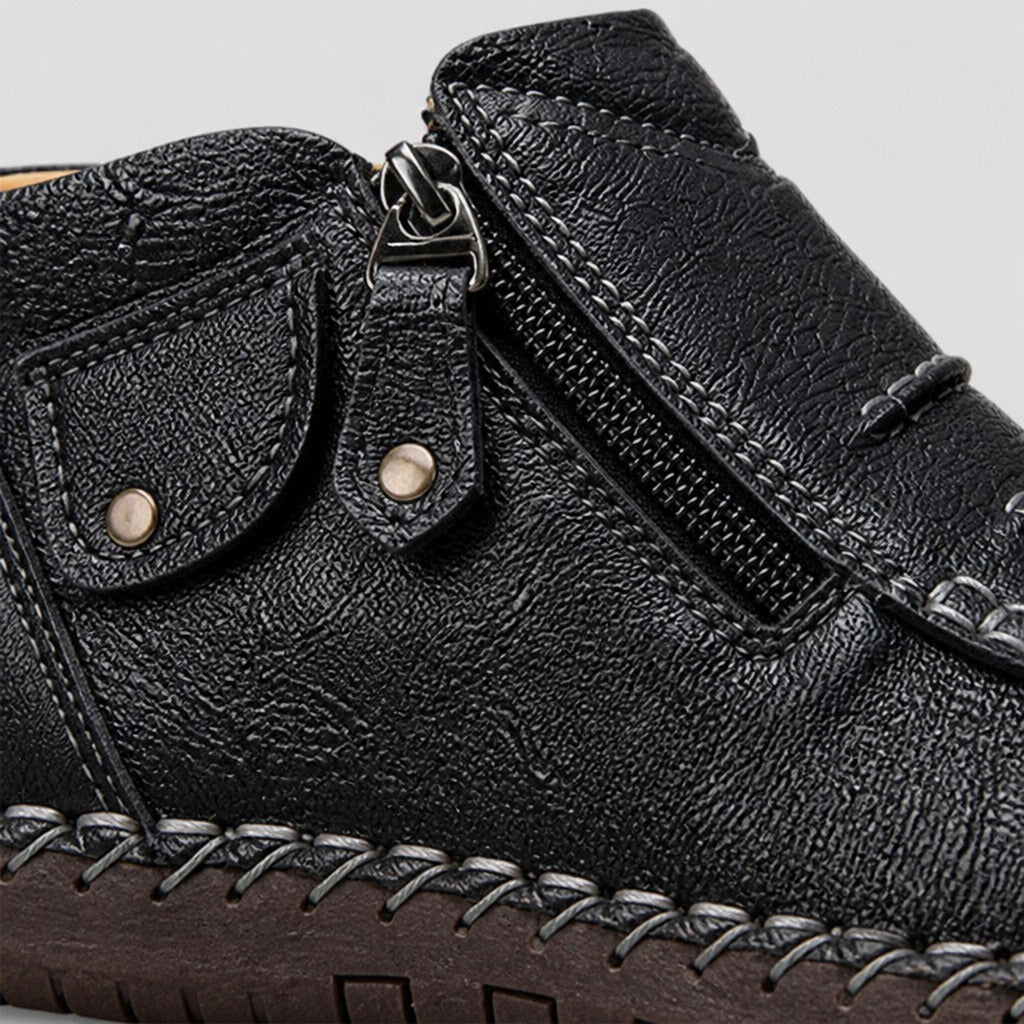 Men’s Leather Side-Zip Moccasin Shoes detail
