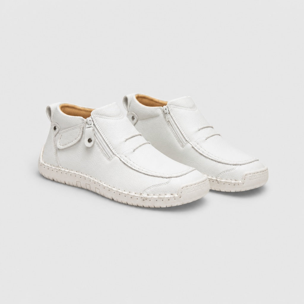 Men’s Leather Side-Zip Moccasin Shoes White