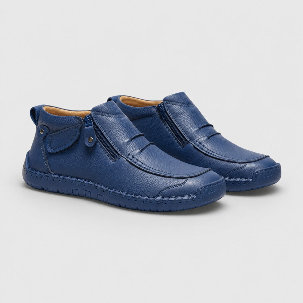 Men’s Leather Side-Zip Moccasin Shoes Blue