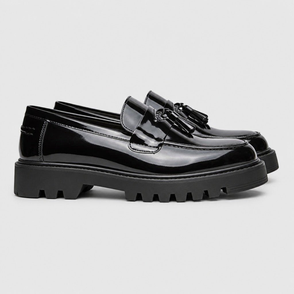 Men’s Leather Slip-On Loafers with Latex Insole Black side view
