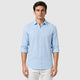 Men’s Lightweight Linen Shirt with Turn-Down Collar Blue front