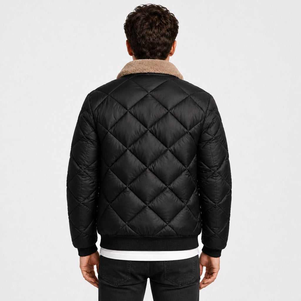 Men’s Lightweight Padded Jacket with Pockets Black back