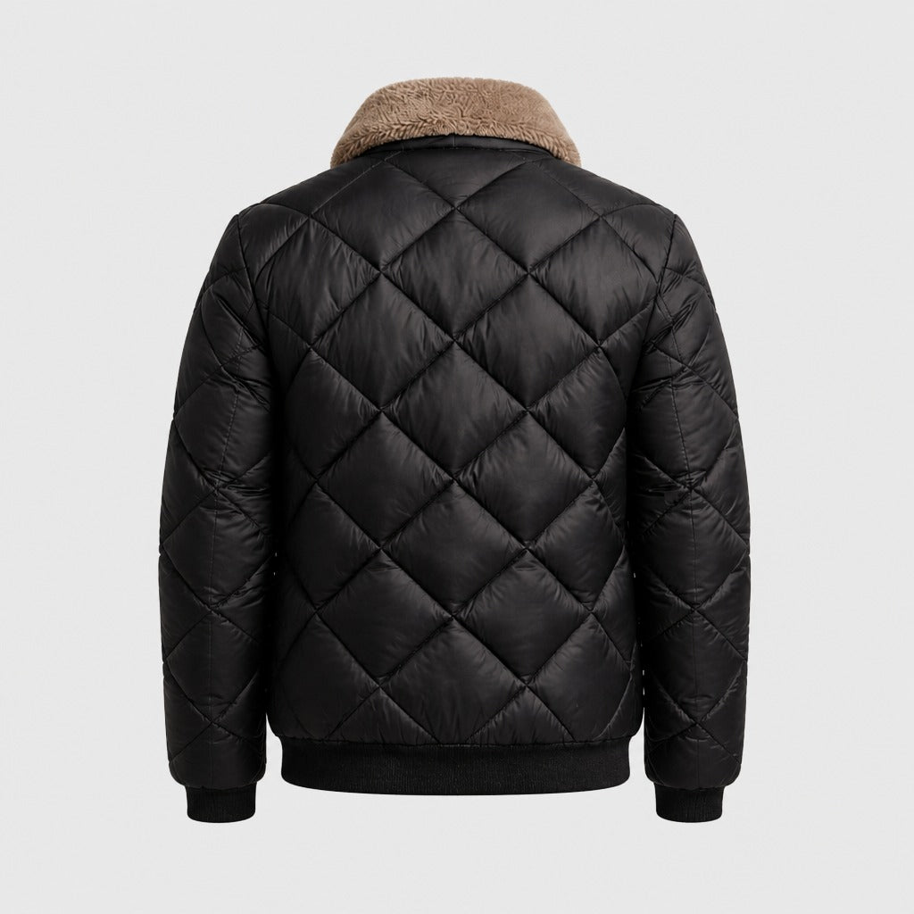 Men’s Lightweight Padded Jacket with Pockets Black product back