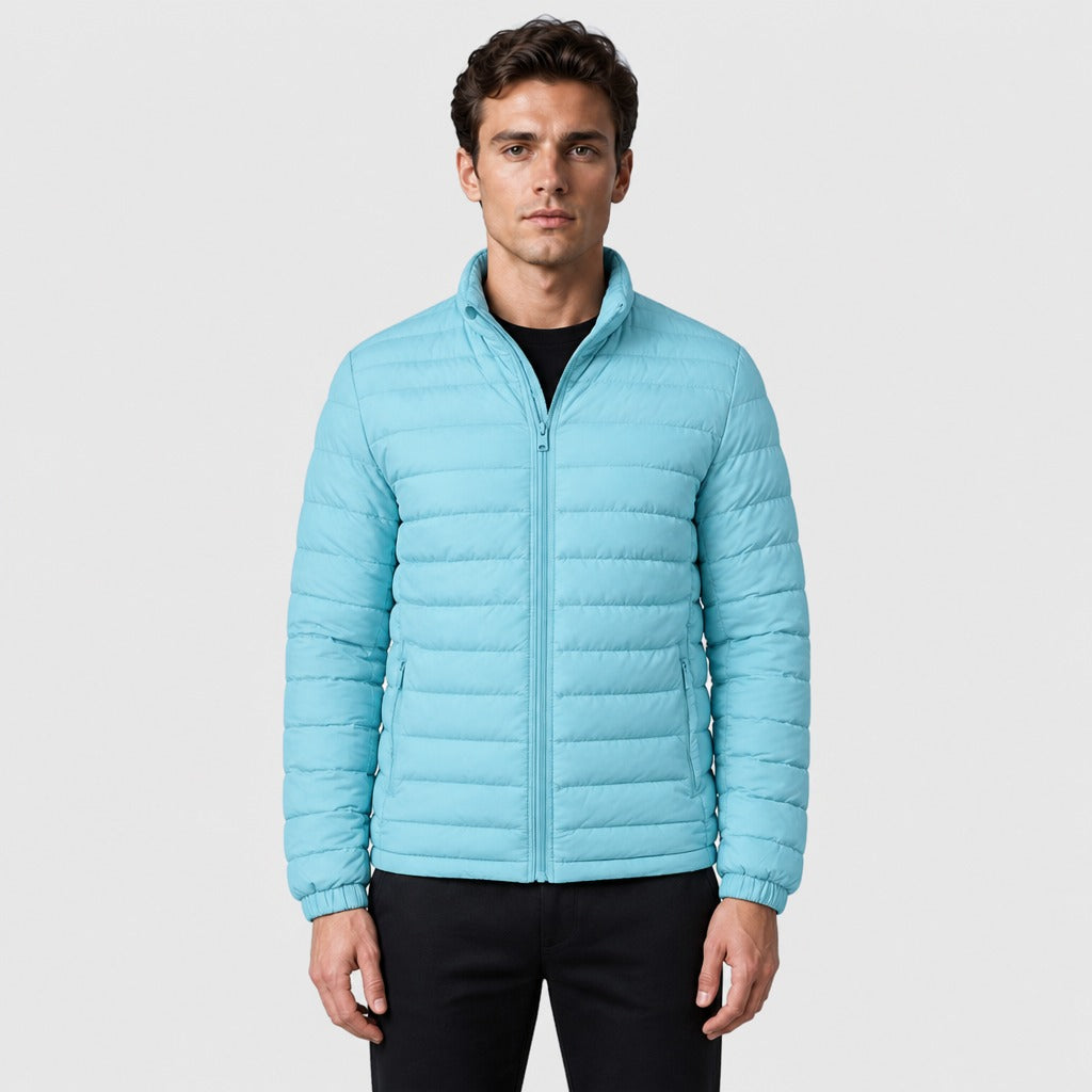 Men’s Lightweight Quilted Puffer Jacket Light Blue