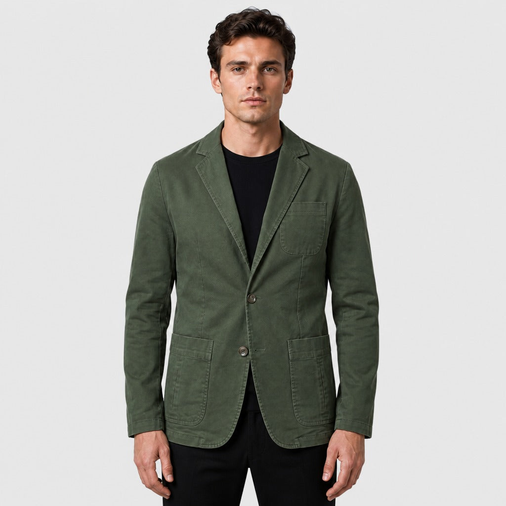 Men’s Lightweight Single-Button Blazer Army Green