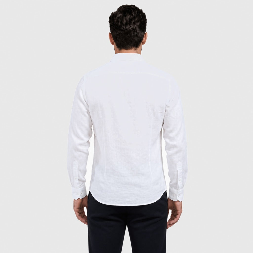 Men’s Long Sleeve Button-Up Shirt White back