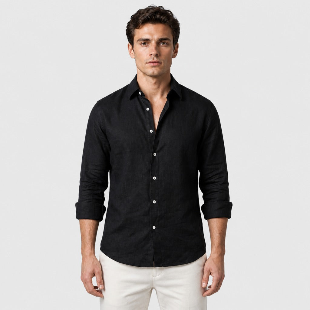 Men’s Long Sleeve Button-Up Shirt Black