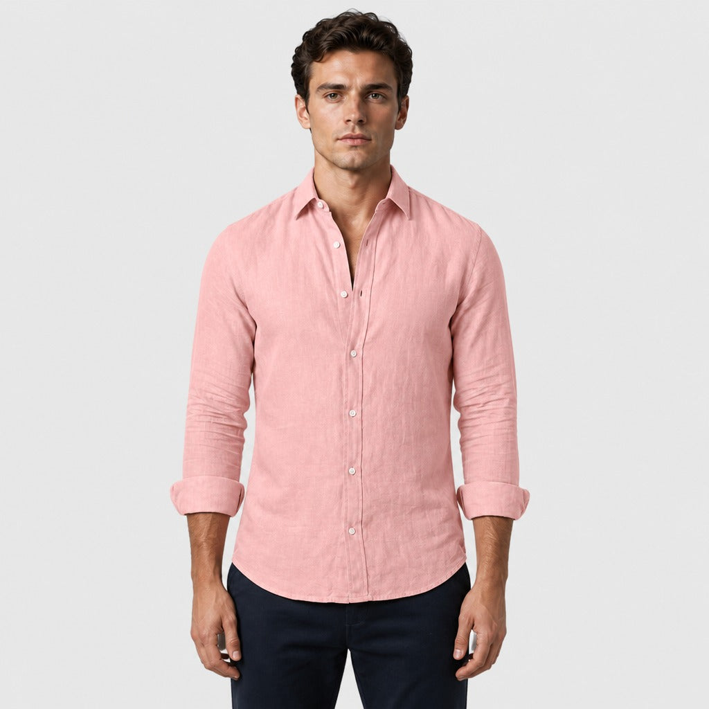 Men’s Long Sleeve Button-Up Shirt Pink