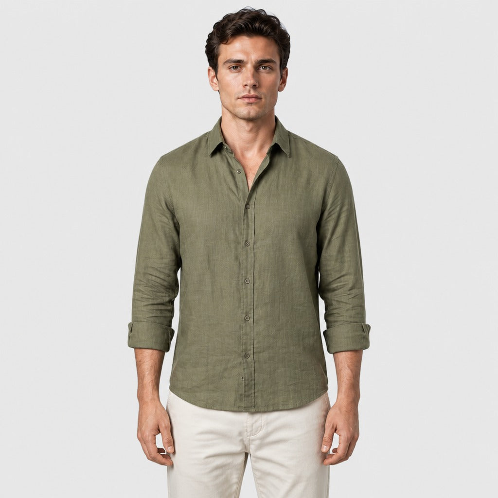 Men’s Long Sleeve Button-Up Shirt Green