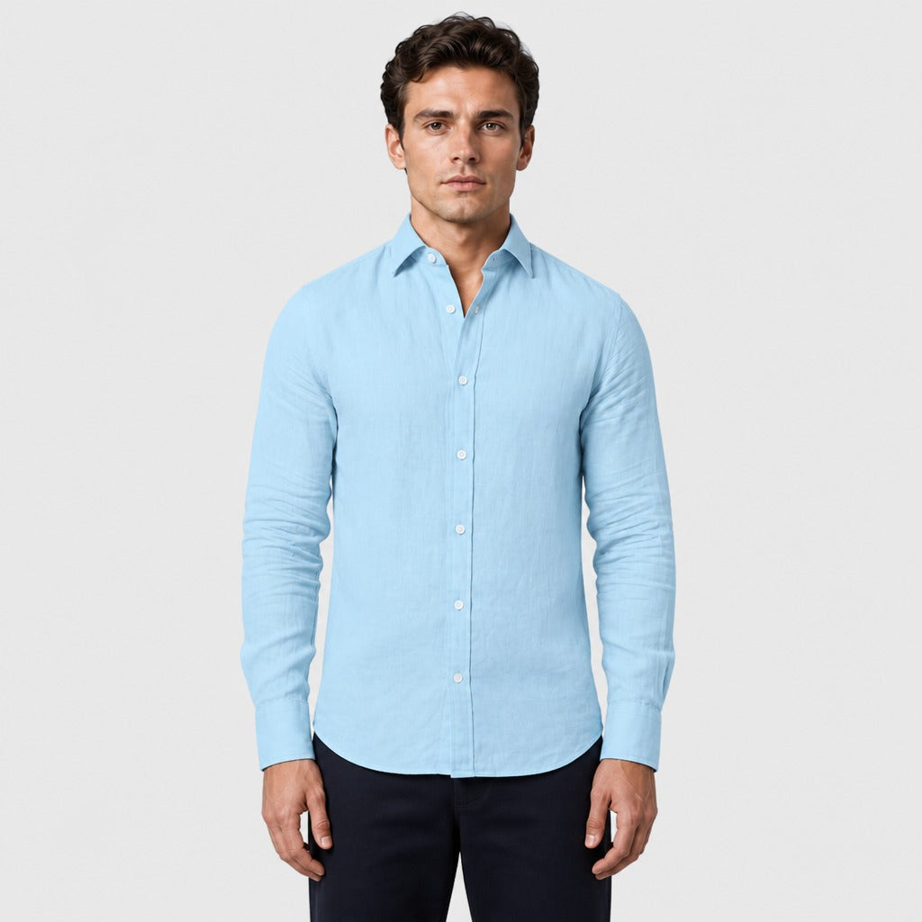 Men’s Long Sleeve Button-Up Shirt Light Blue