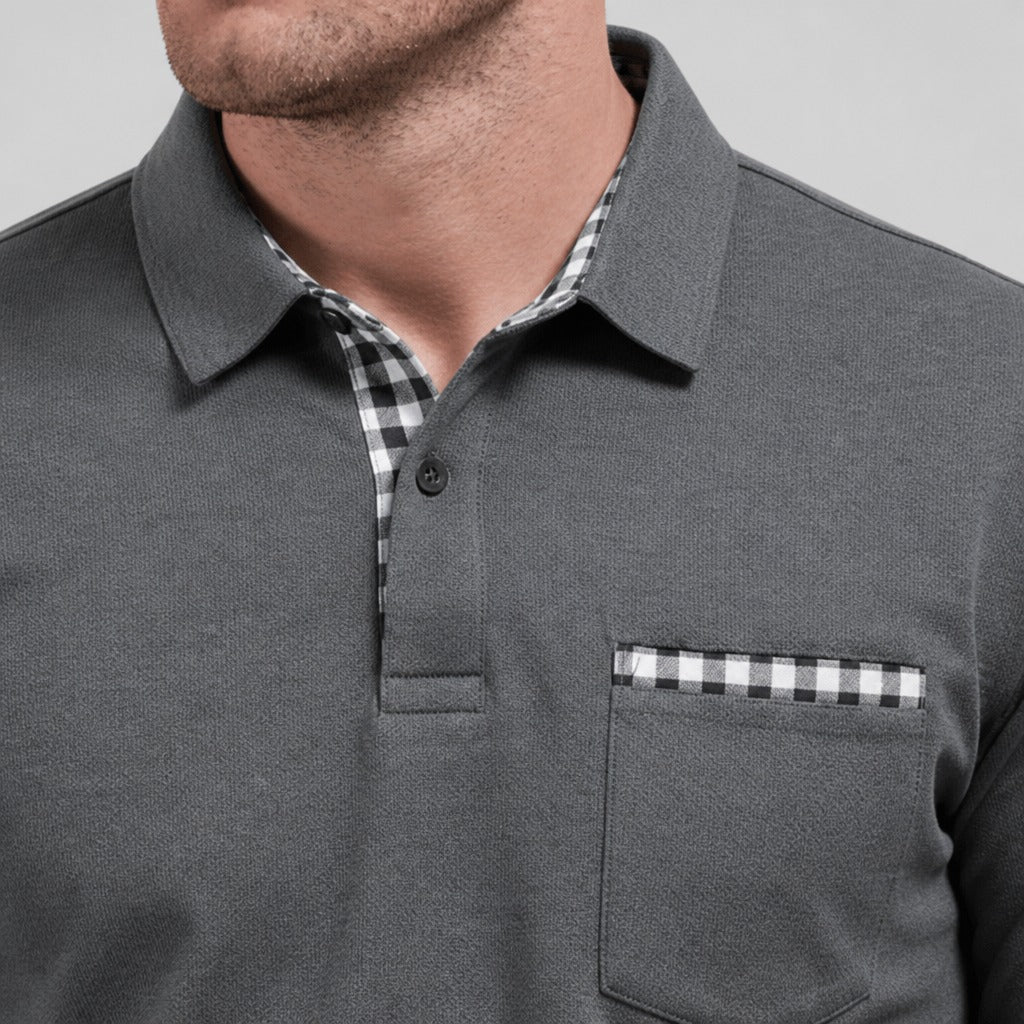 Men’s Long Sleeve Cotton Blend Polo Shirt detail