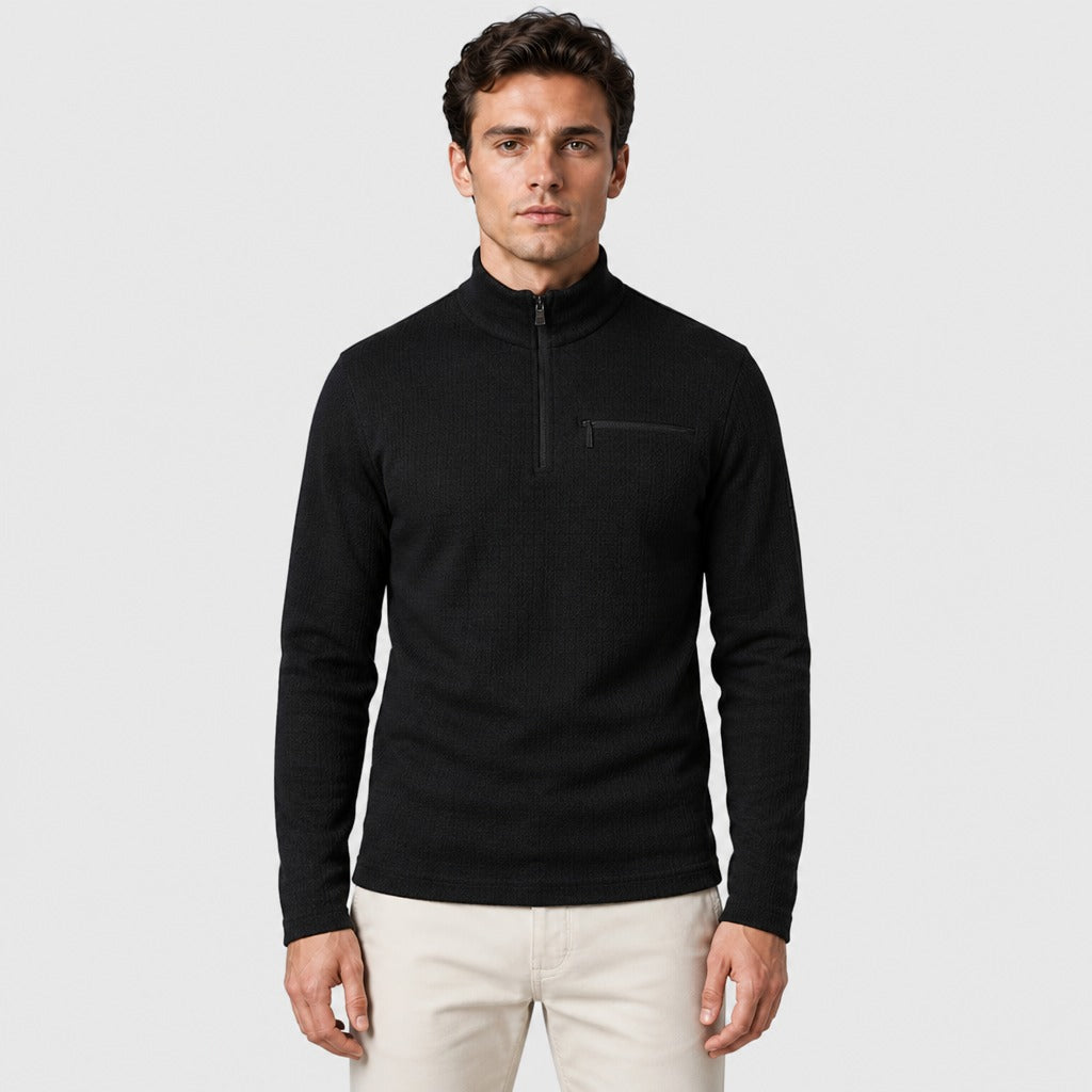 Men’s Long Sleeve Half-Zip Top Black front