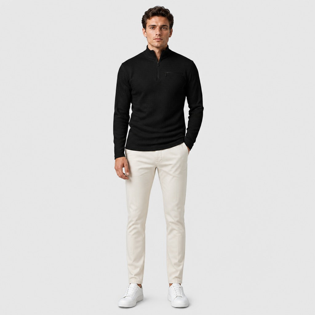 Men’s Long Sleeve Half-Zip Top Black full length