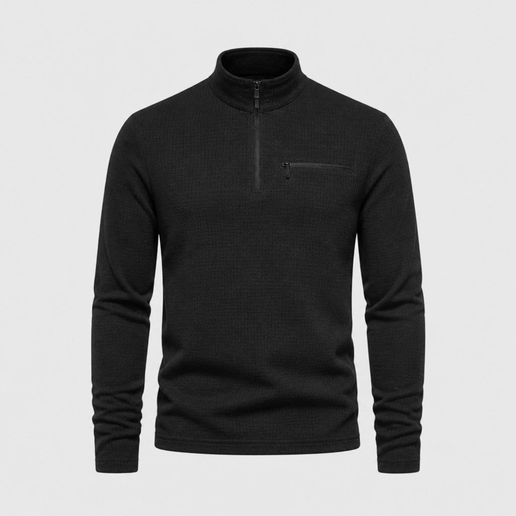 Men’s Long Sleeve Half-Zip Top Black product front
