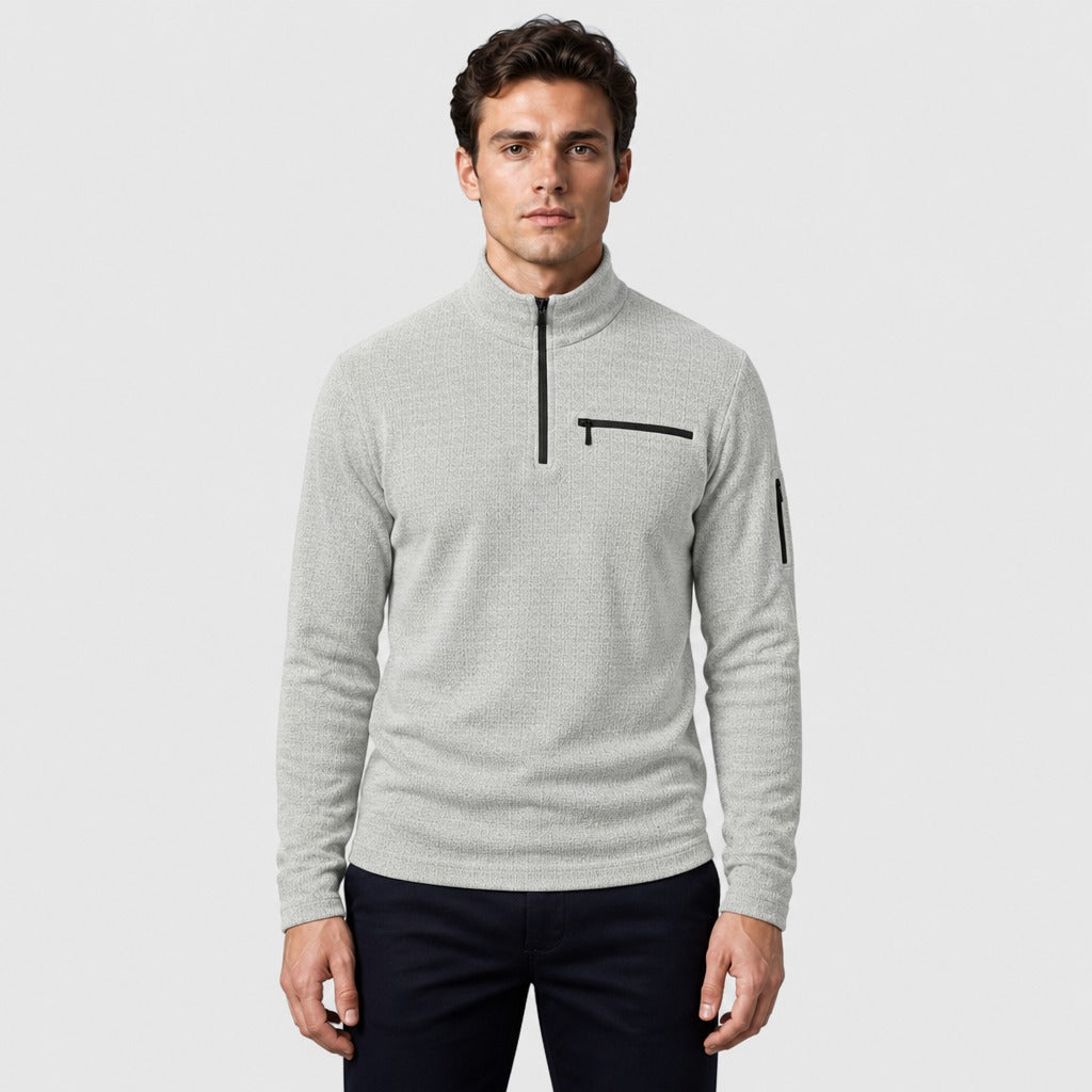 Men’s Long Sleeve Half-Zip Top Light Grey