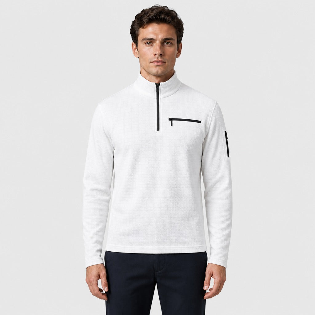 Men’s Long Sleeve Half-Zip Top White