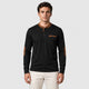 Men’s Long Sleeve Henley Top with Elbow Patches Brown front