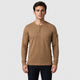 Men’s Long Sleeve Henley with Chest Pocket Beige front