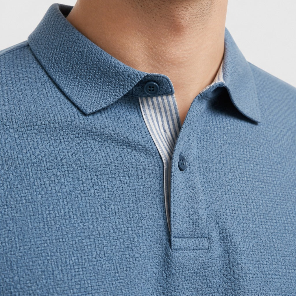 Men’s Long Sleeve Knit Polo Shirt detail