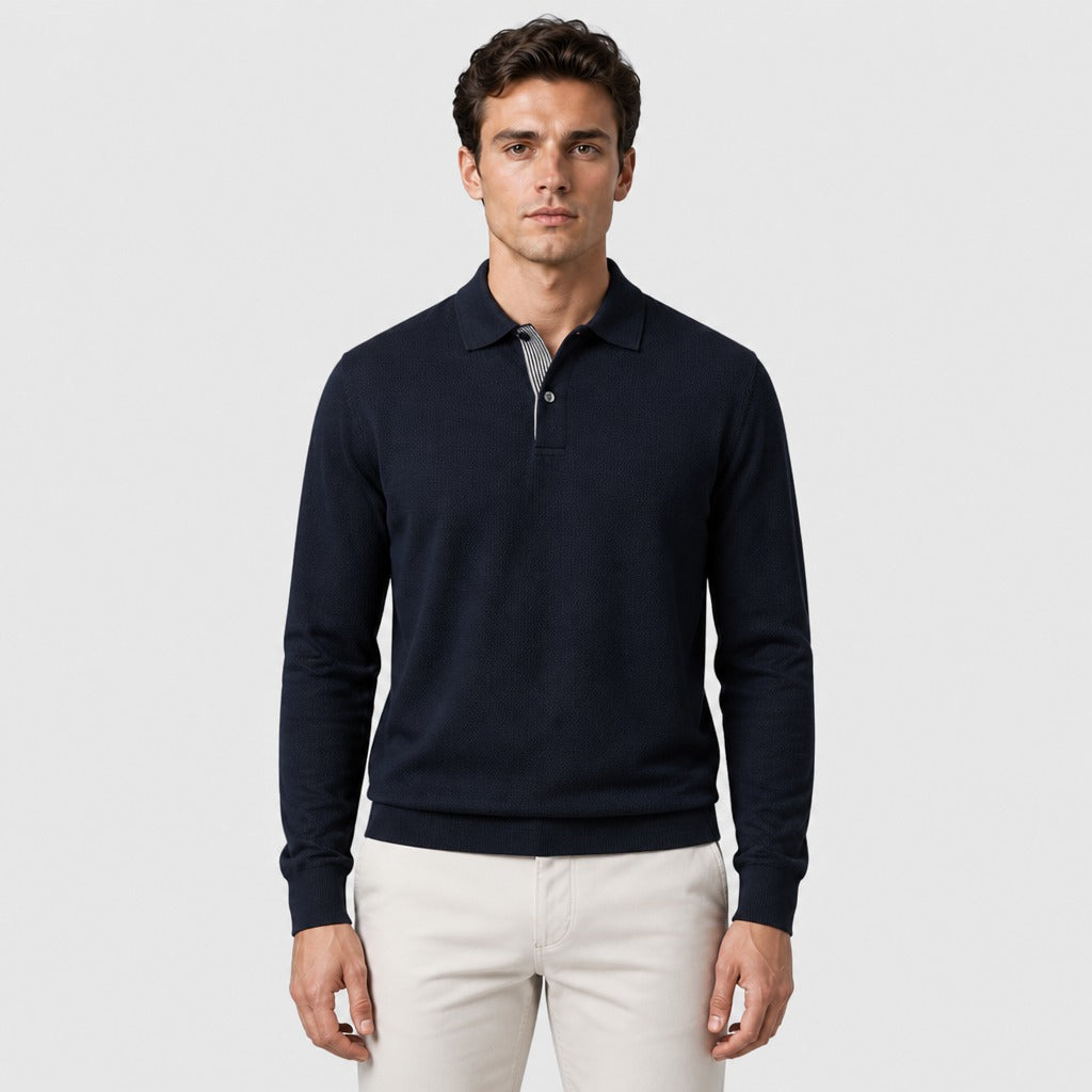 Men’s Long Sleeve Knit Polo Shirt Black
