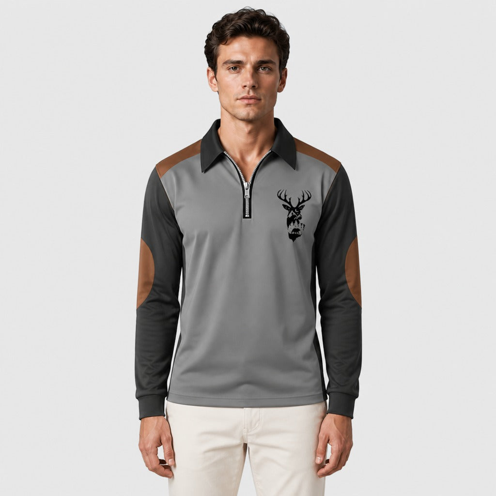 Men’s Long Sleeve Quick-Dry Polo Shirt Grey front