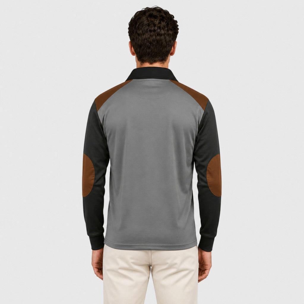 Men’s Long Sleeve Quick-Dry Polo Shirt Grey back