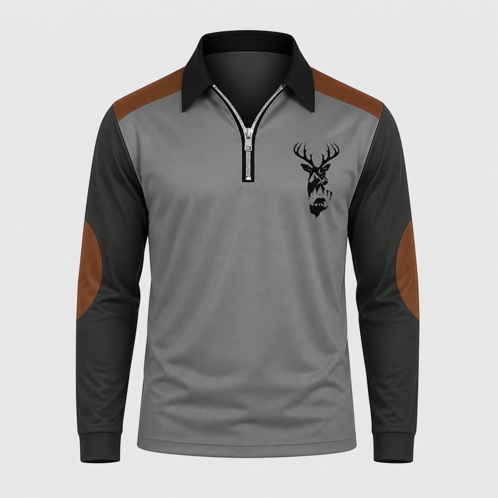 Men’s Long Sleeve Quick-Dry Polo Shirt Grey product front