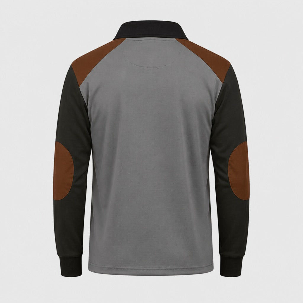 Men’s Long Sleeve Quick-Dry Polo Shirt Grey product back