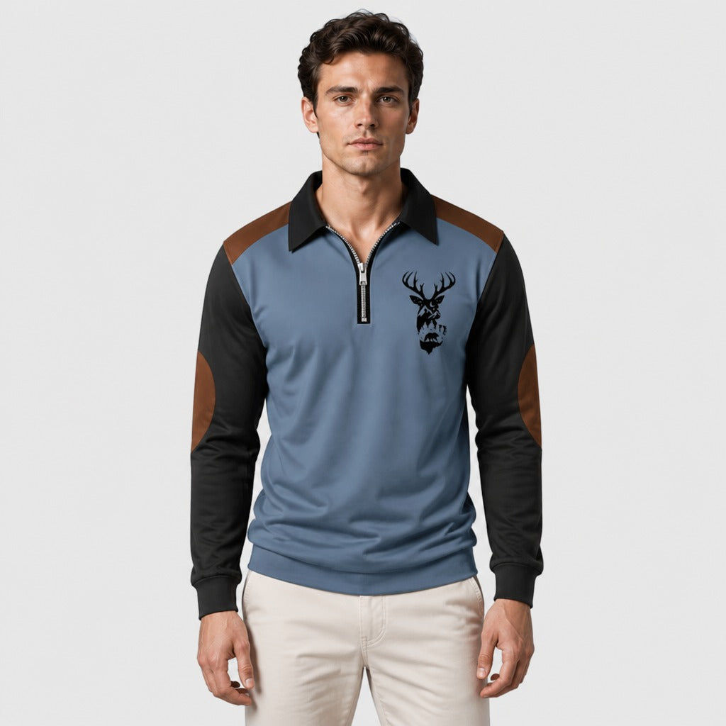 Men’s Long Sleeve Quick-Dry Polo Shirt Blue