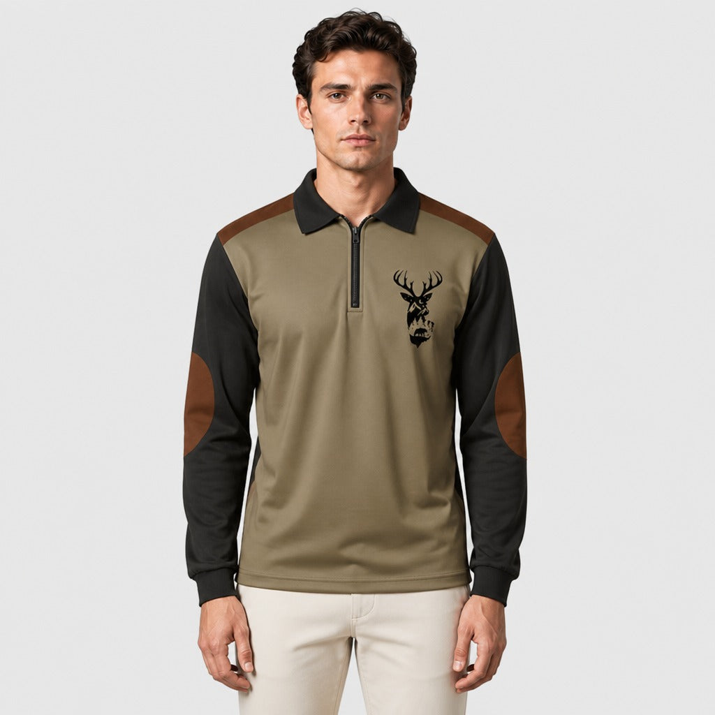 Men’s Long Sleeve Quick-Dry Polo Shirt Brown