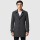 Men’s Longline Button Coat with Wool Lining Grey front