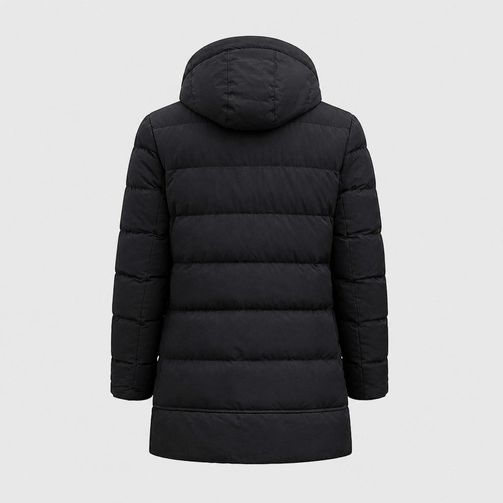Men’s Longline Hooded Puffer Coat Black product back