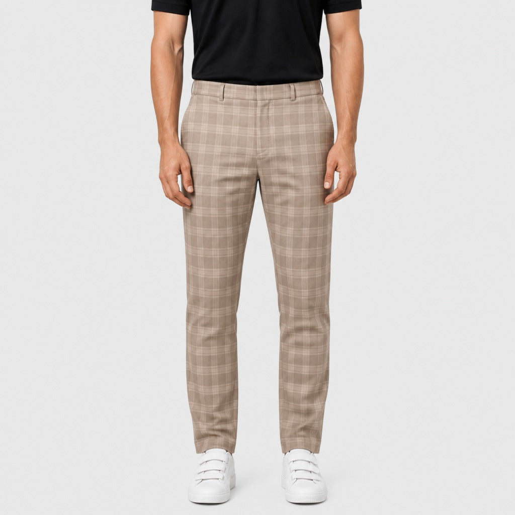 Men’s Loose Fit Button Trousers with Pockets Khaki front