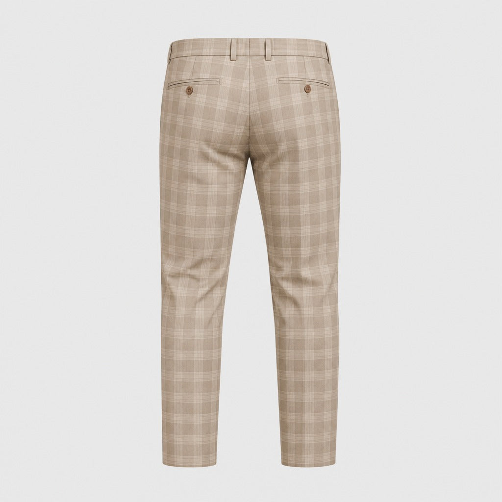 Men’s Loose Fit Button Trousers with Pockets Khaki product back