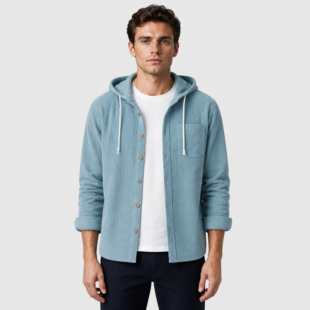 Men’s Loose Fit Cotton Blend Hoodie Light Blue front