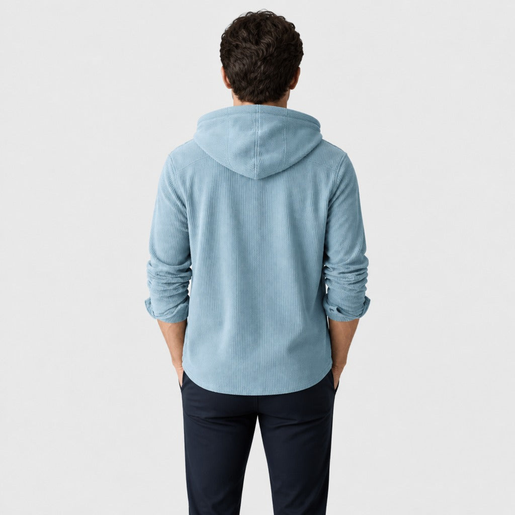 Men’s Loose Fit Cotton Blend Hoodie Light Blue back