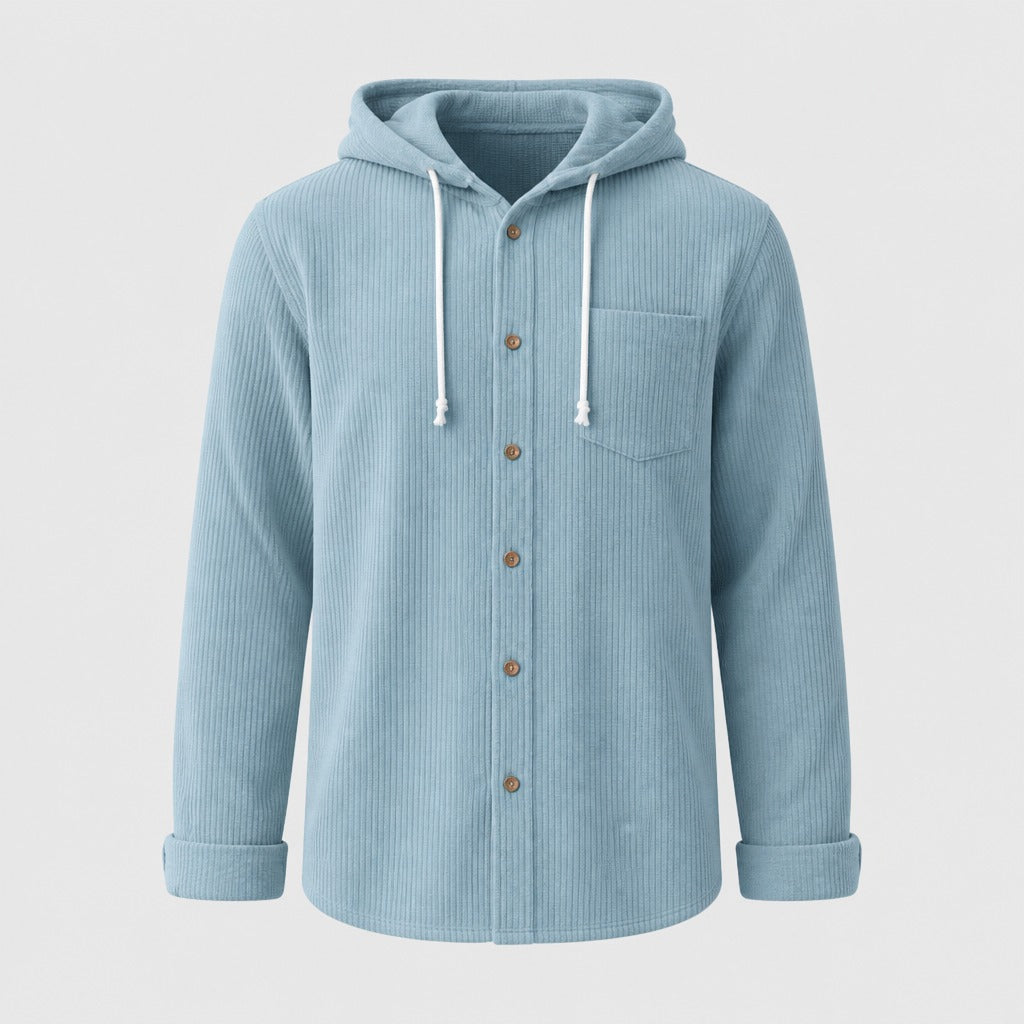 Men’s Loose Fit Cotton Blend Hoodie Light Blue product front