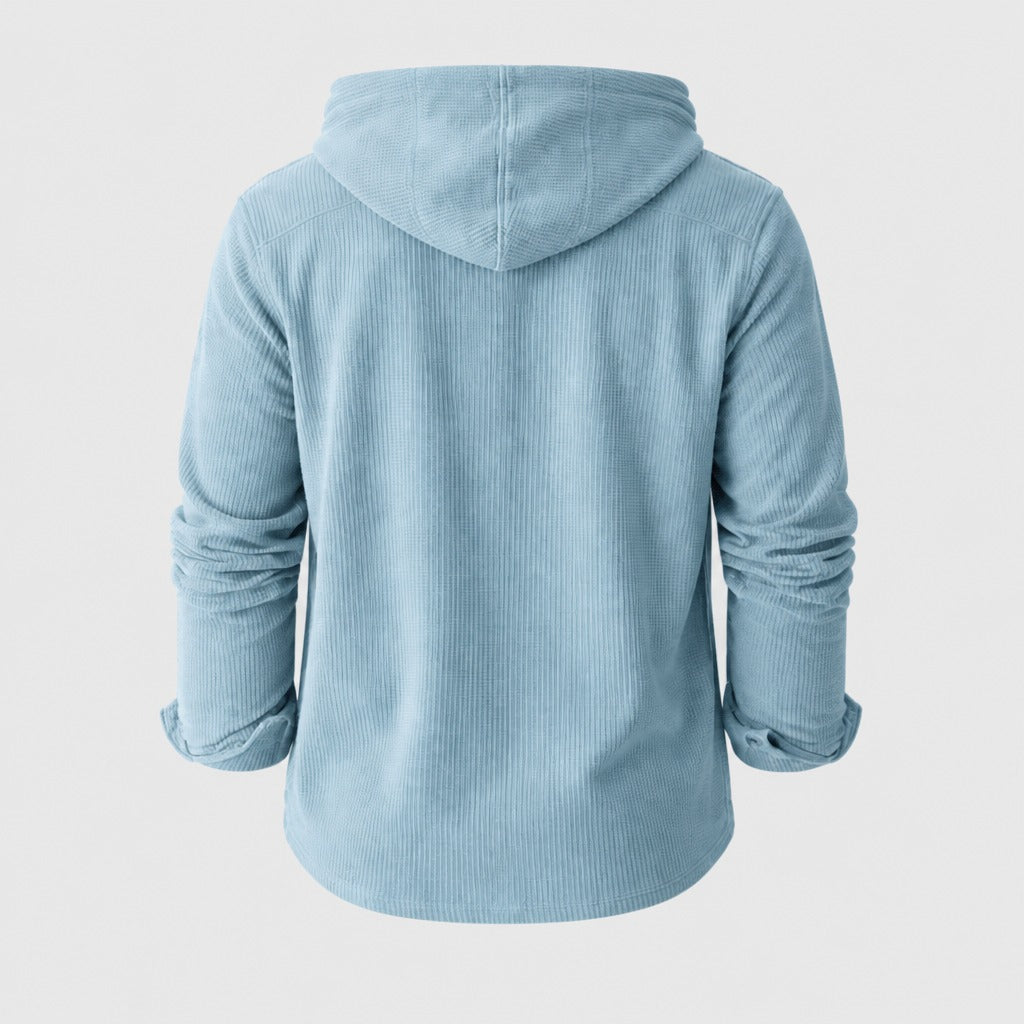 Men’s Loose Fit Cotton Blend Hoodie Light Blue product back