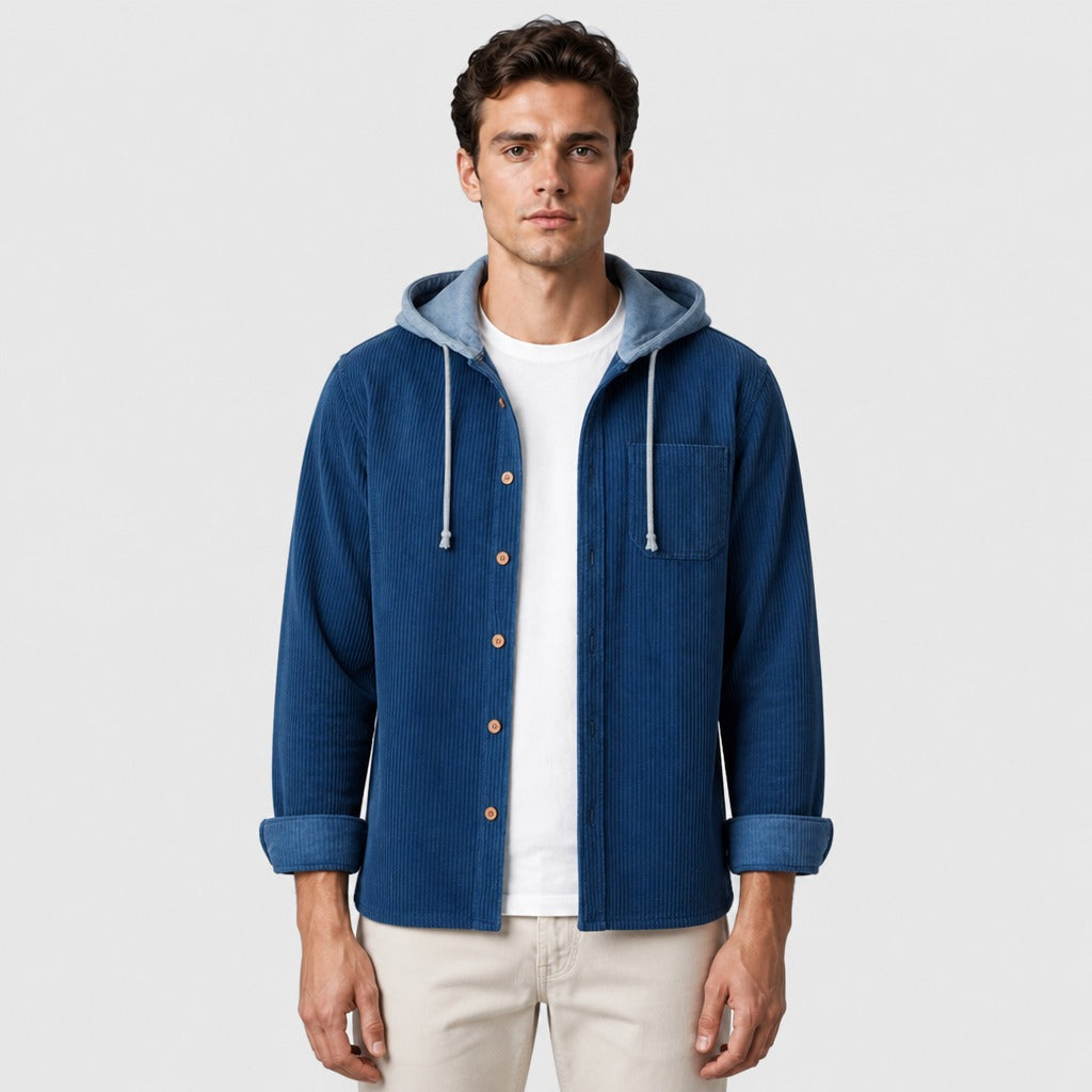 Men’s Loose Fit Cotton Blend Hoodie Blue