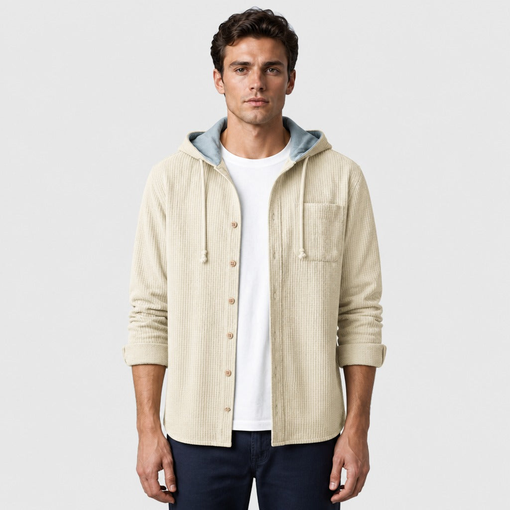 Men’s Loose Fit Cotton Blend Hoodie Beige