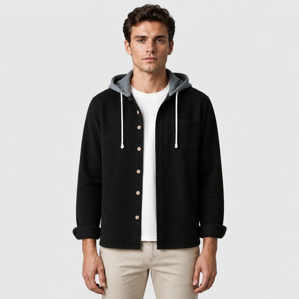 Men’s Loose Fit Cotton Blend Hoodie Black