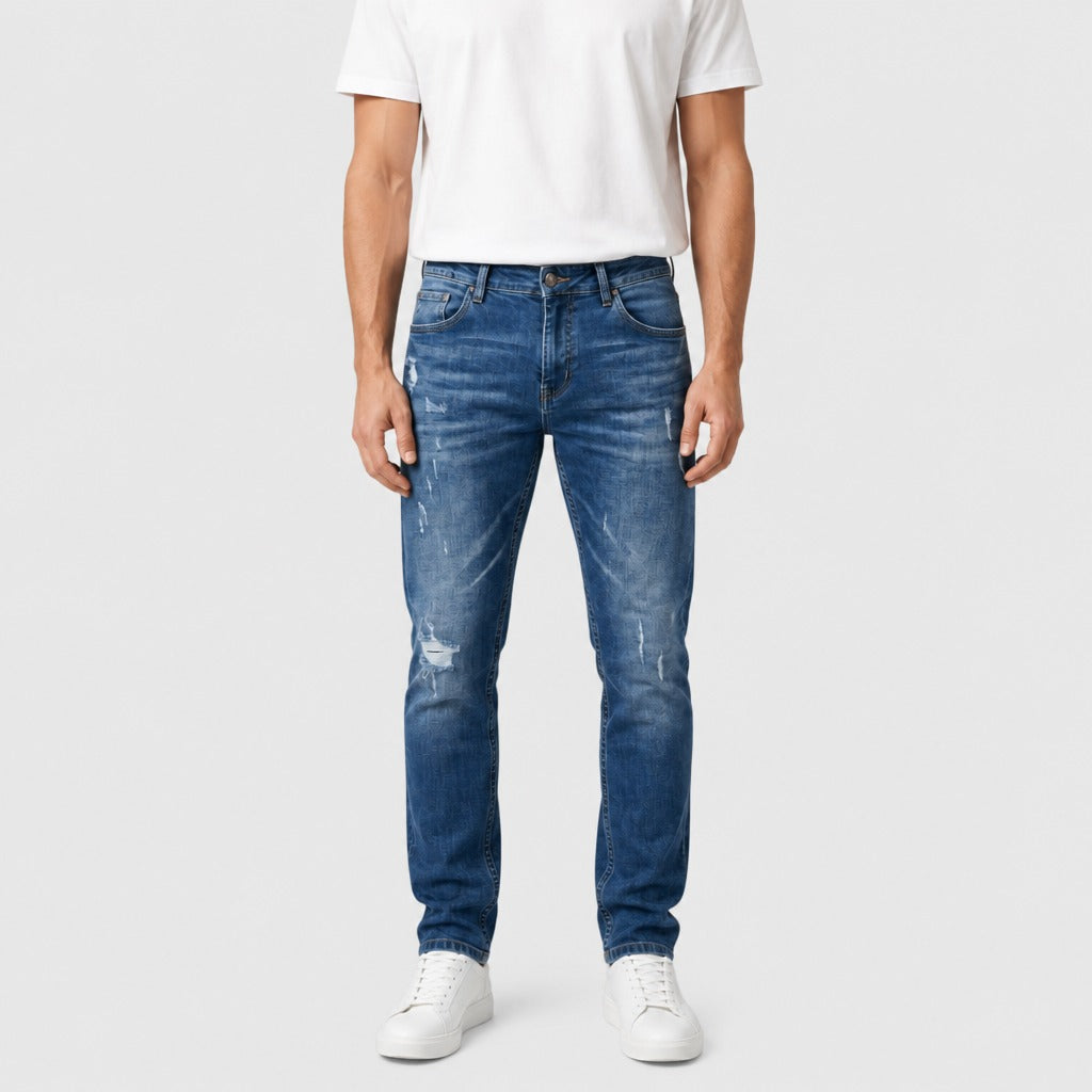 Men’s Loose Fit Cotton Denim Jeans Blue front