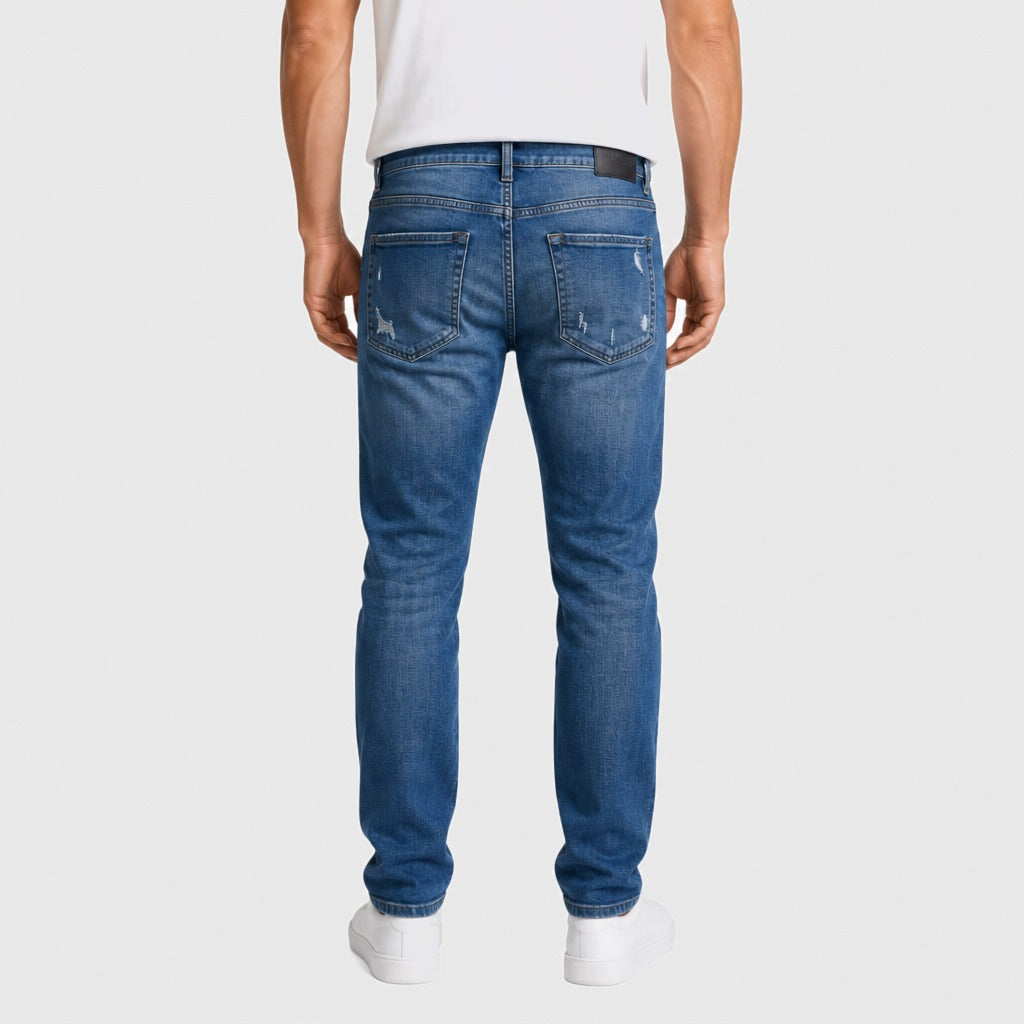 Men’s Loose Fit Cotton Denim Jeans Blue back