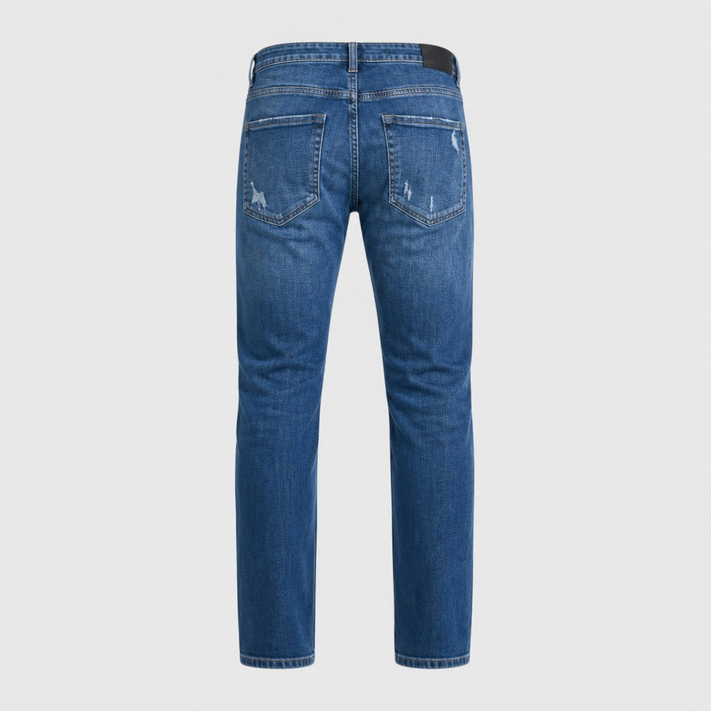 Men’s Loose Fit Cotton Denim Jeans Blue product back
